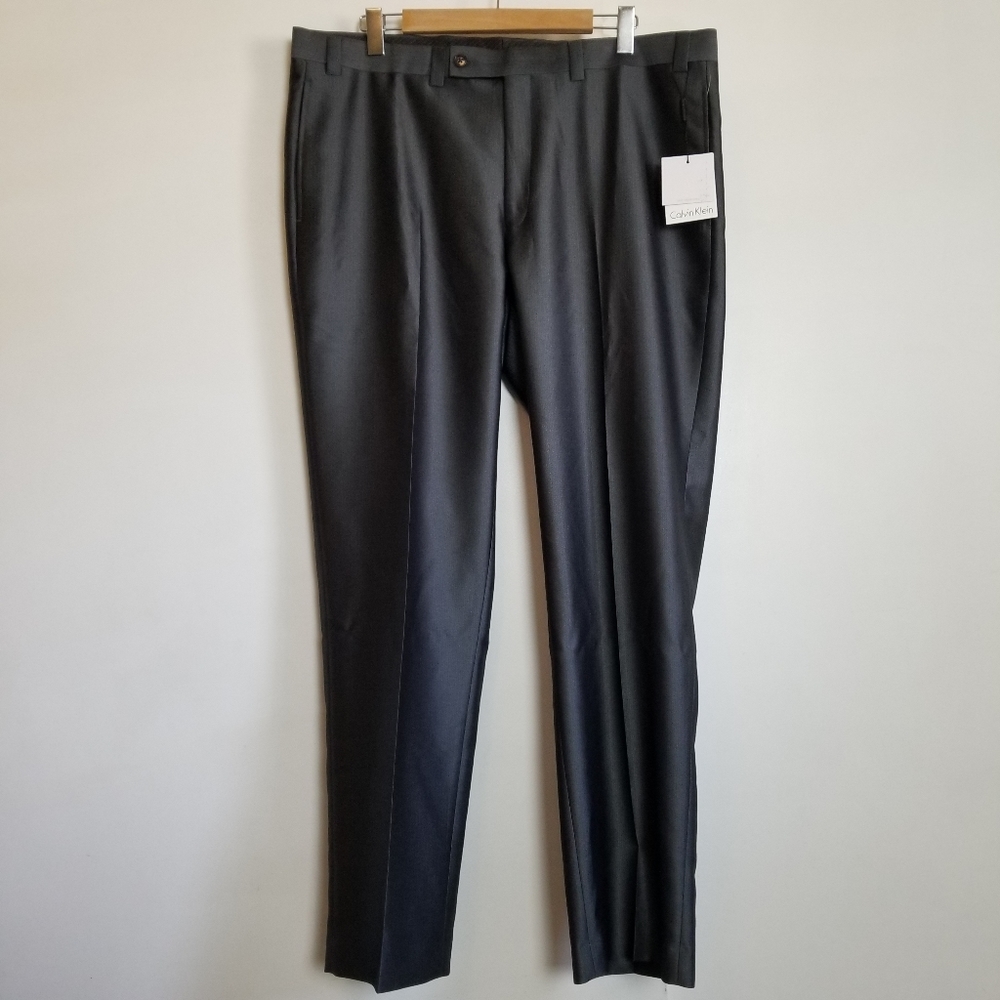 New Calvin Klein Gray Dress Pants Flat Front 40 x 32